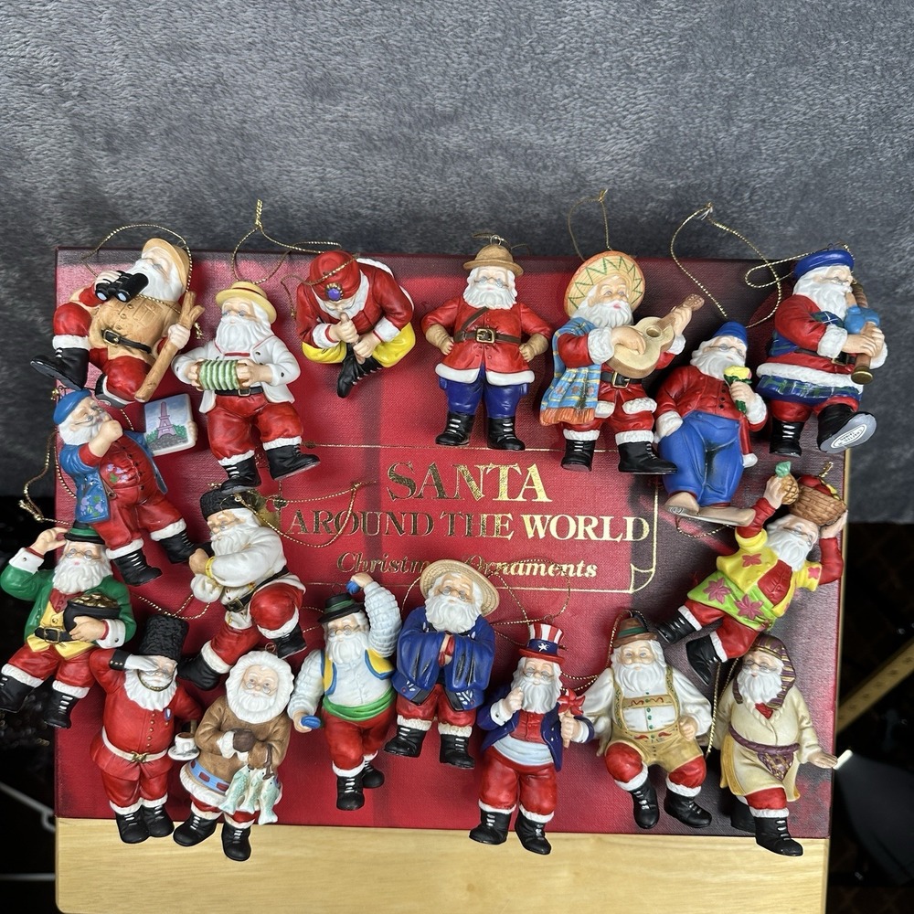 Danbury Mint Santa Around the World Christmas Ornaments Complete Set 18 Boxed